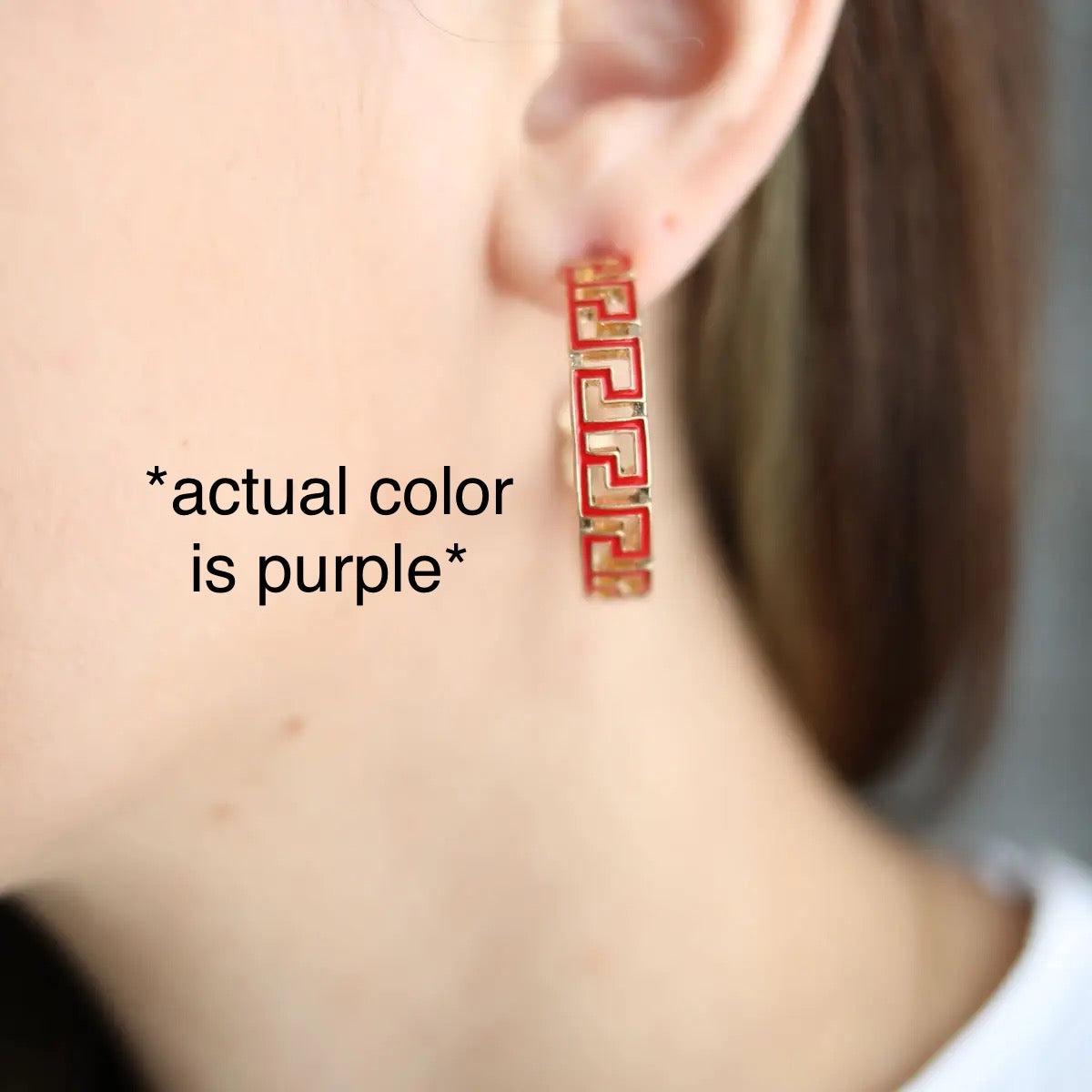 Purple Greek Key Hoops