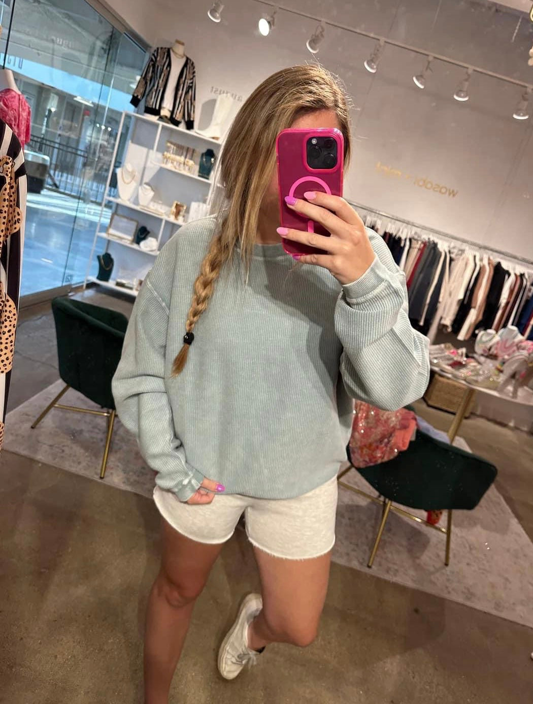 Winter Blue Corded Pullover