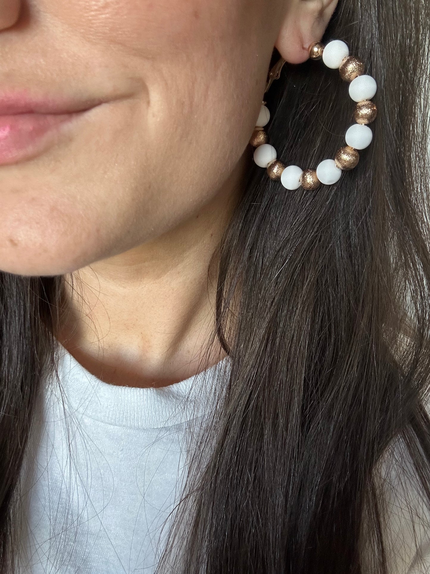 White & gold clay hoop