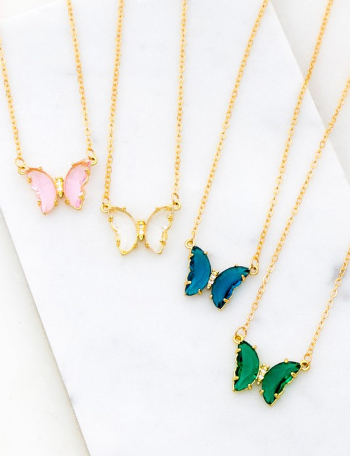 Gem Butterfly Necklace (CLEAR)