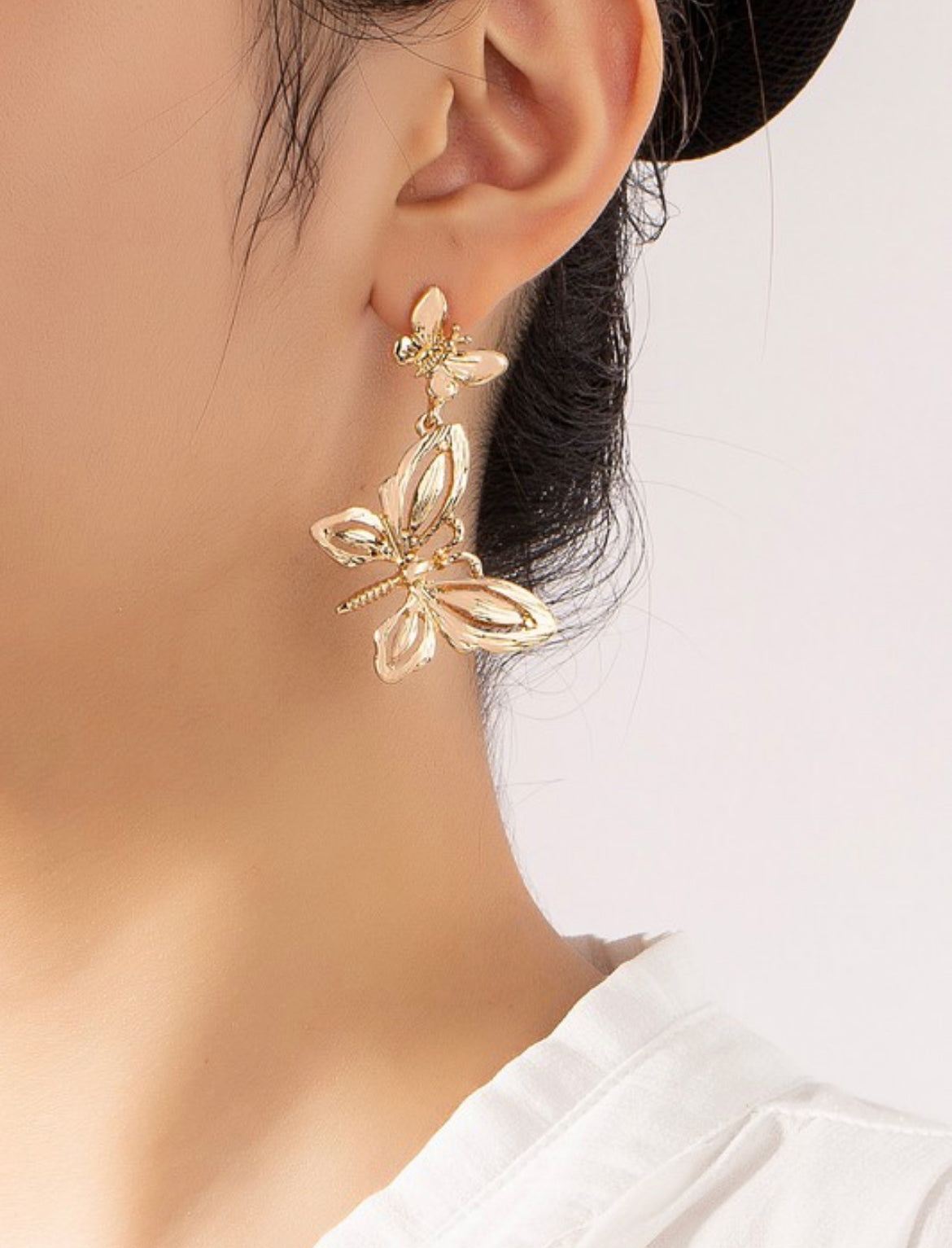 Butterfly drop earrings