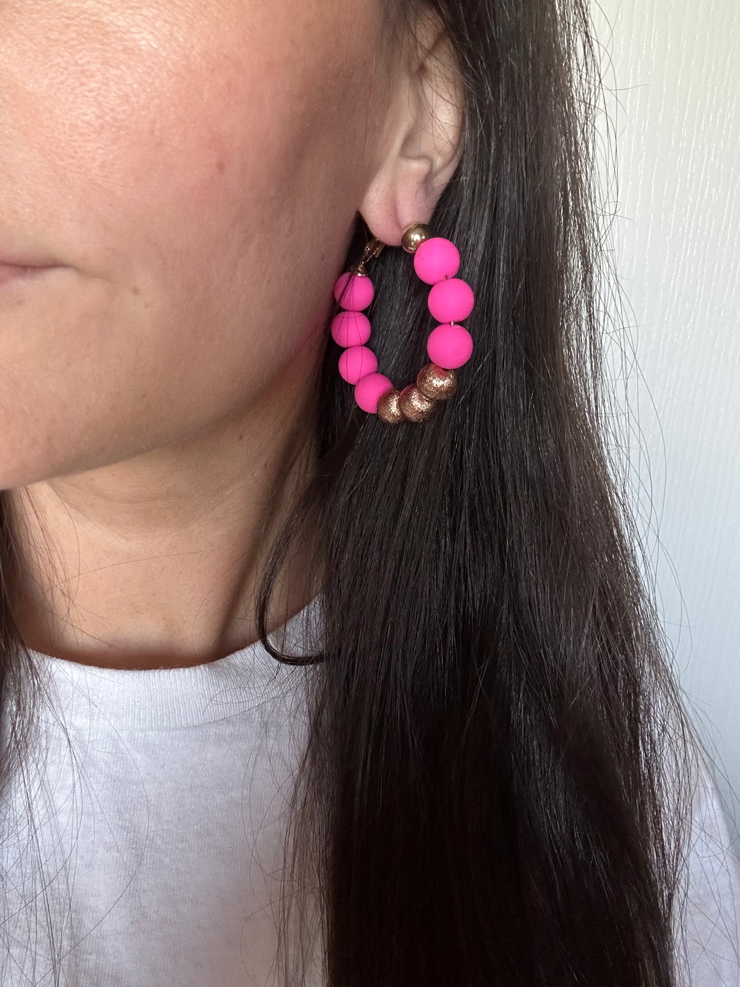 Pink & gold clay hoop