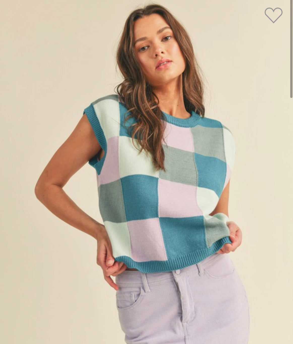 Fallon Sweater Vest (Teal & Lilac)