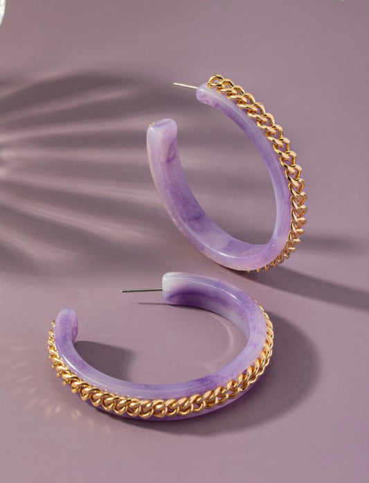 Purple Gold Hoops