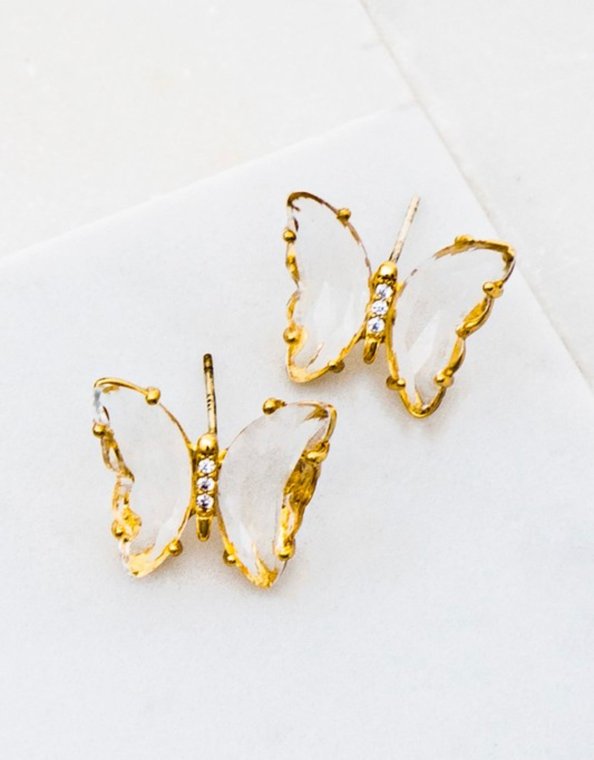 Clear Gem Butterfly Studs