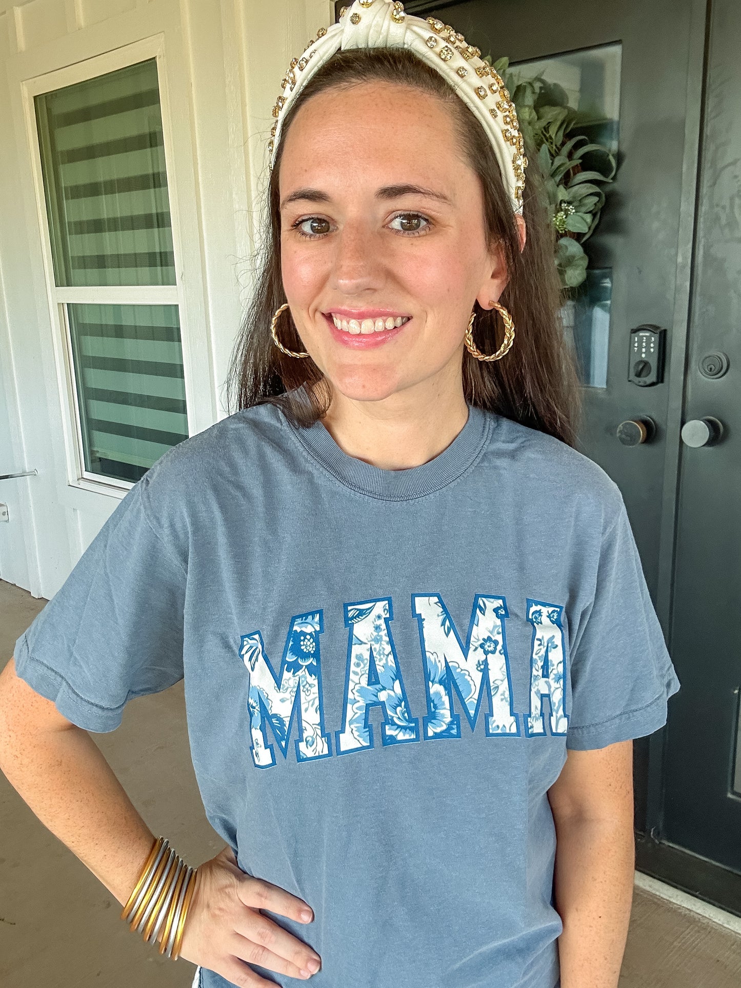 Denim Floral Mama Tee